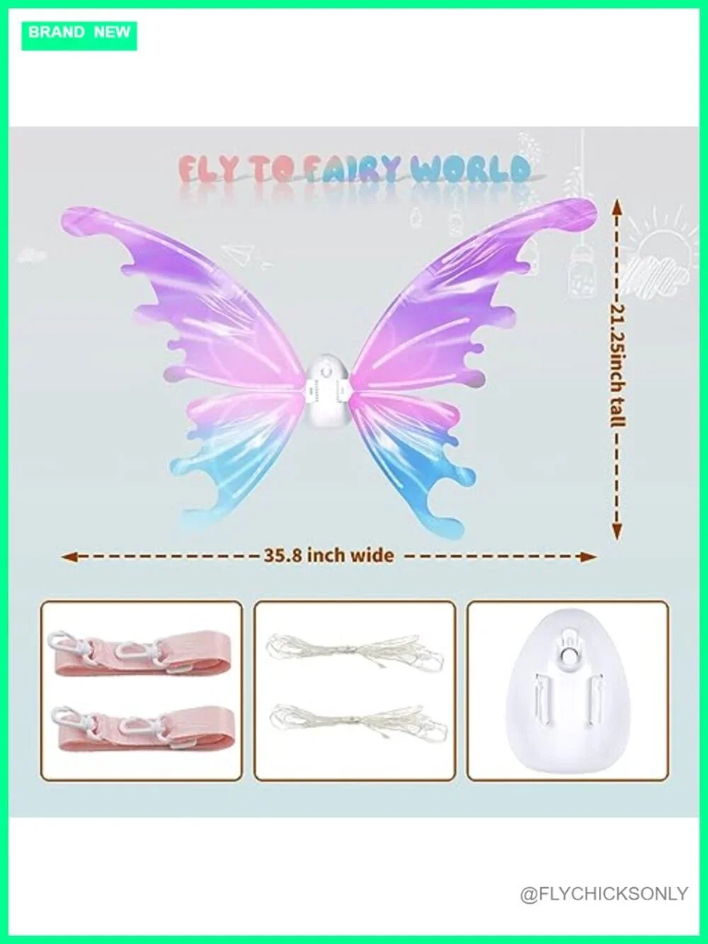 Electric Fairy Wings Light Up Moving Butterfly LED Costume Toy Girls Kids